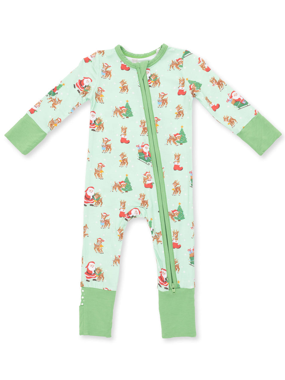 2-Way Zip Romper, Vintage Reindeer & Santa Uni