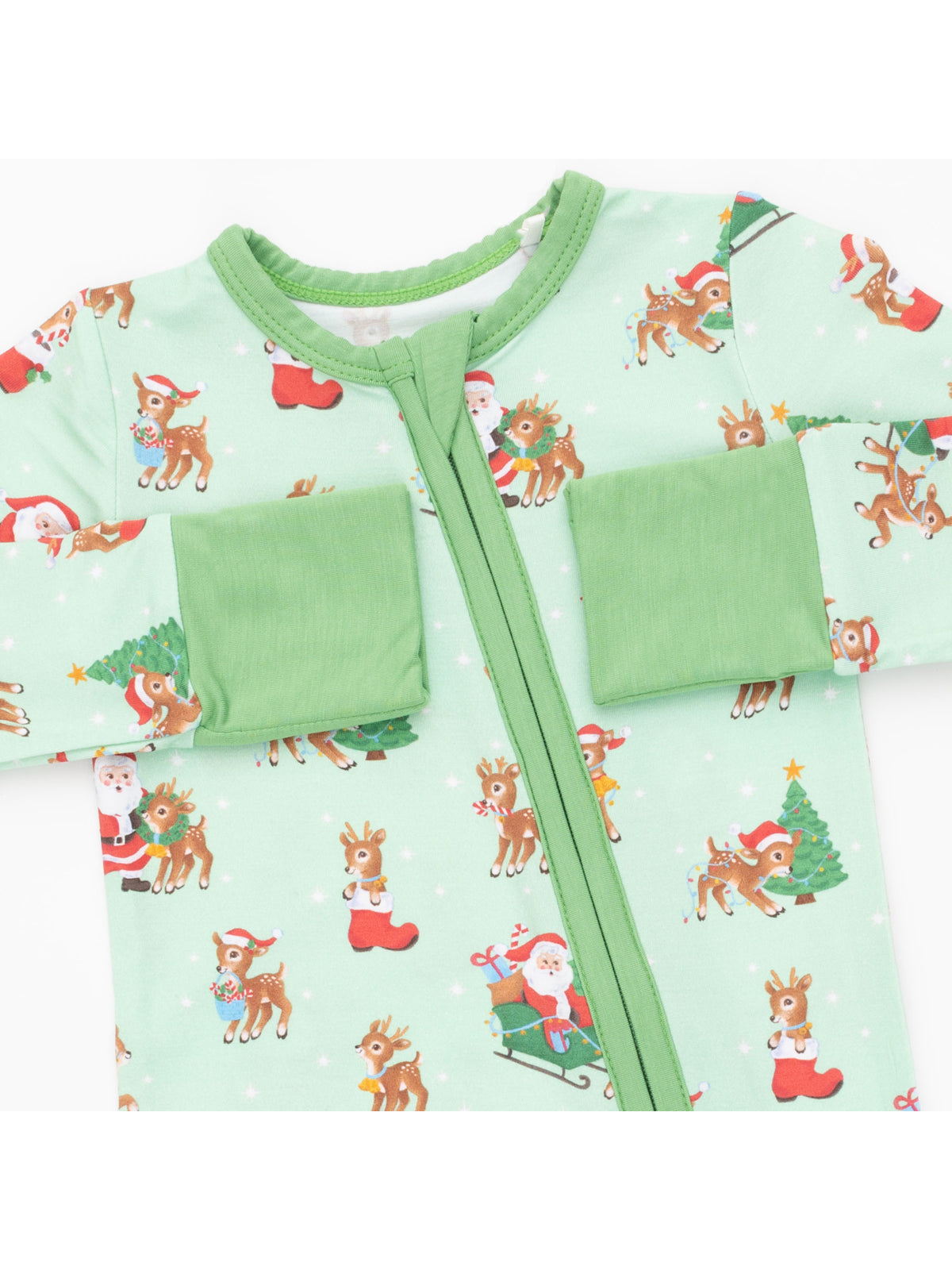 2-Way Zip Romper, Vintage Reindeer & Santa Uni