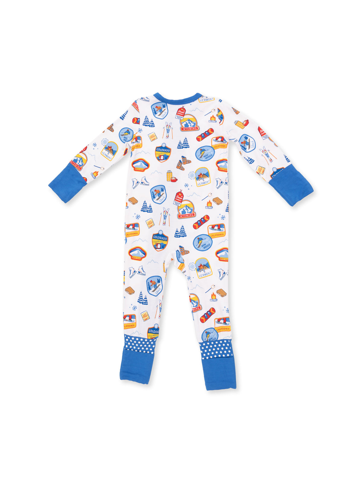2-Way Zip Romper, Vintage Ski Patches