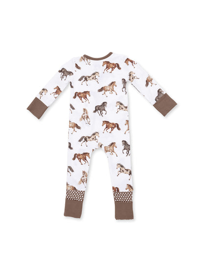 2-Way Zip Romper, Wild Horses