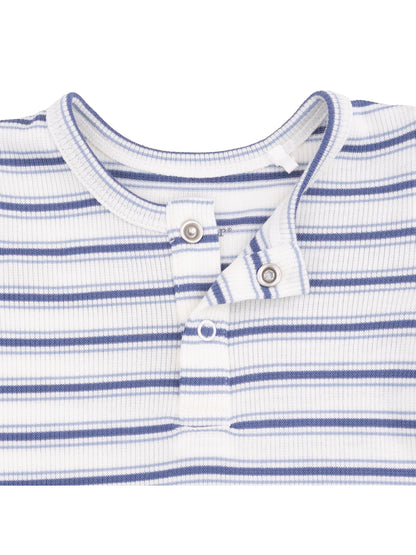 Ribbed Long Sleeve Henley Play Set, Vintage Stripe Blue