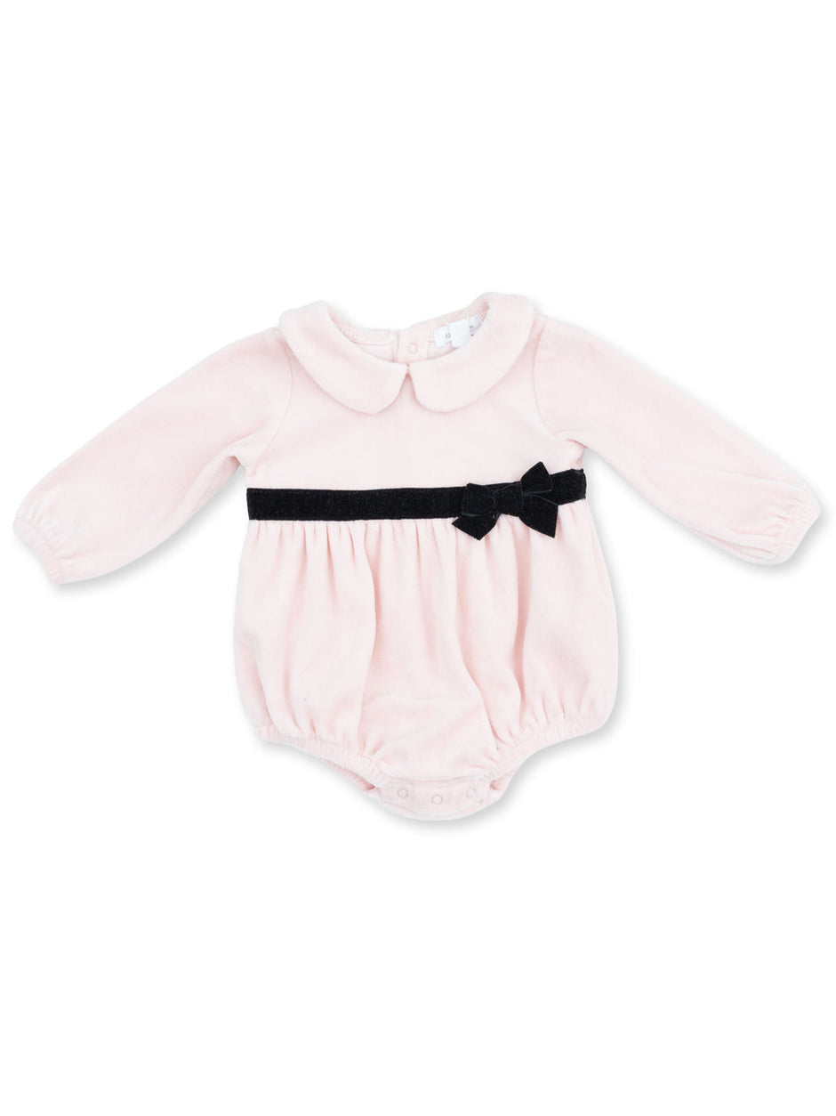 Velour Peter Pan Collar Bubble, Soft Pink
