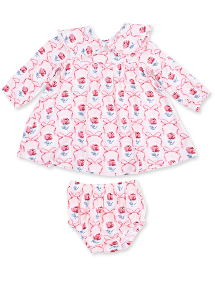 Sofia Dress with Oversize Collar & Bloomer, Leslie Rose