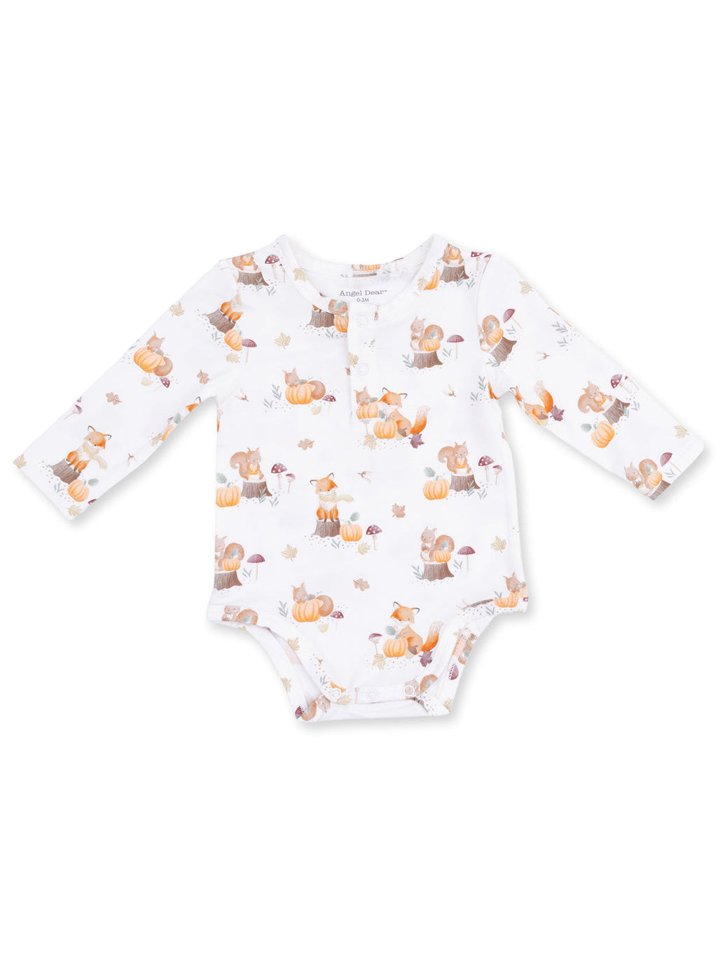 Henley Bodysuit, Woodland Animals with Pumpkins