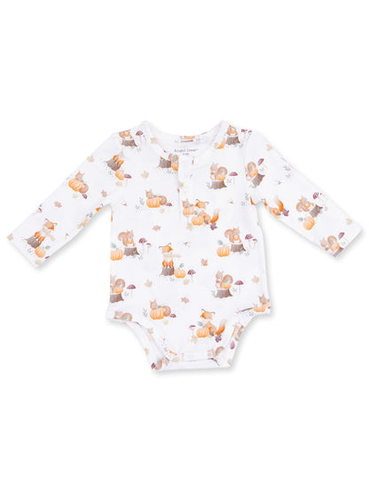 Henley Bodysuit, Woodland Animals with Pumpkins