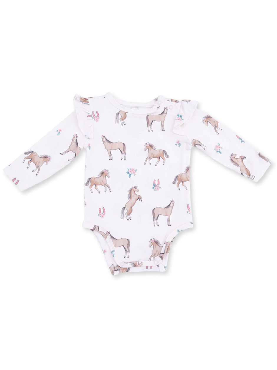 Ruffle Sleeve Bodysuit, I Love Horses