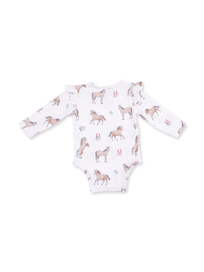 Ruffle Sleeve Bodysuit, I Love Horses