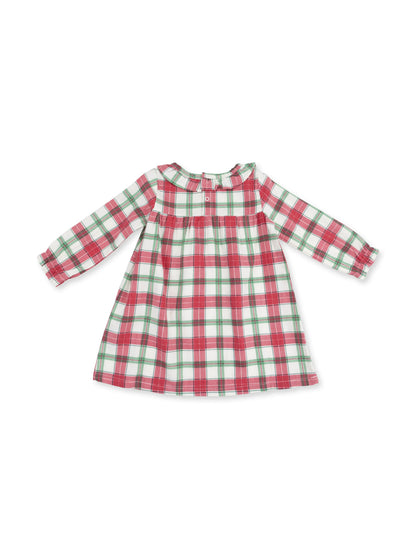 Bushed Twill Ruffle Collar Gown, Holiday Plaid