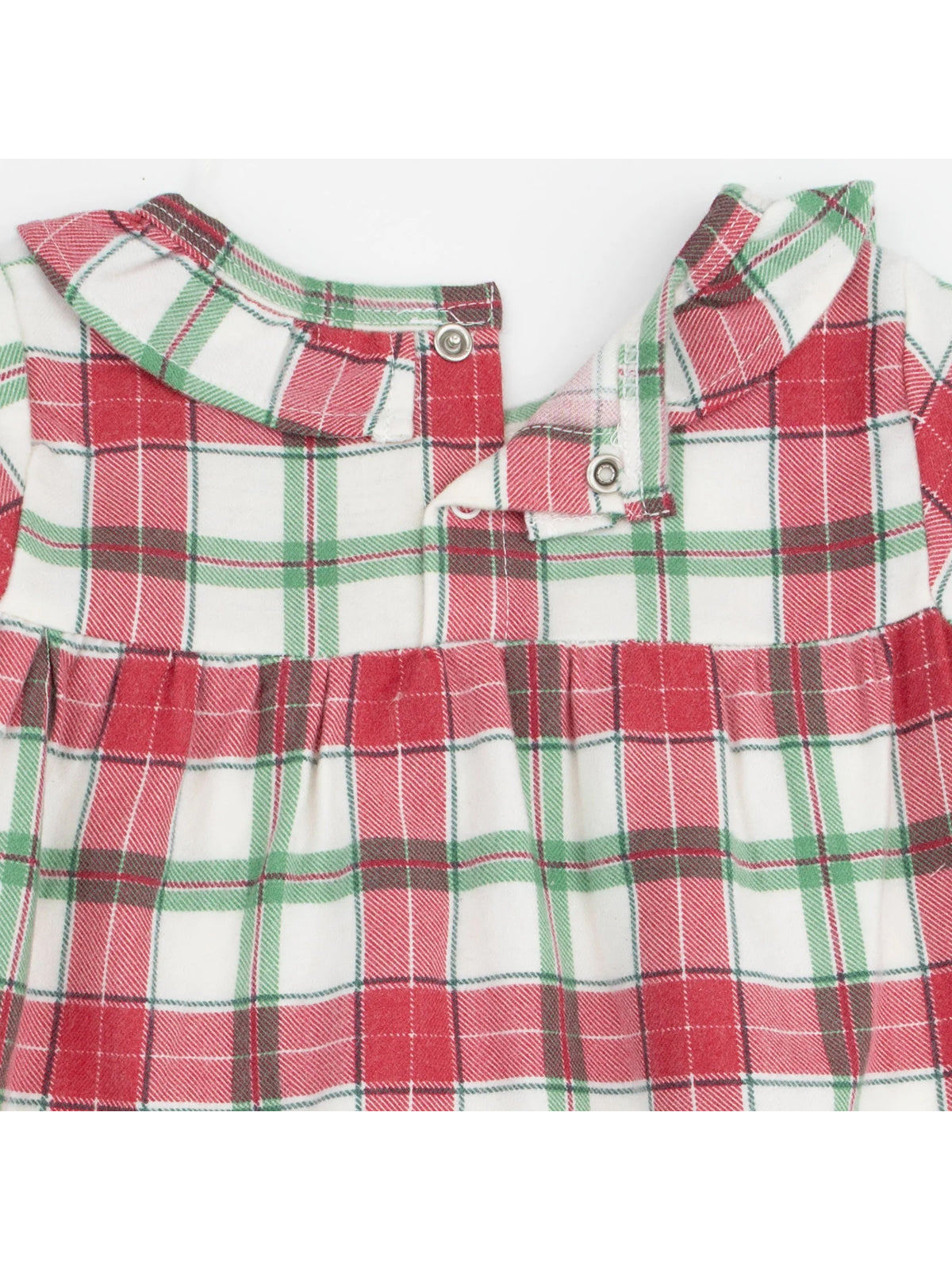 Bushed Twill Ruffle Collar Gown, Holiday Plaid
