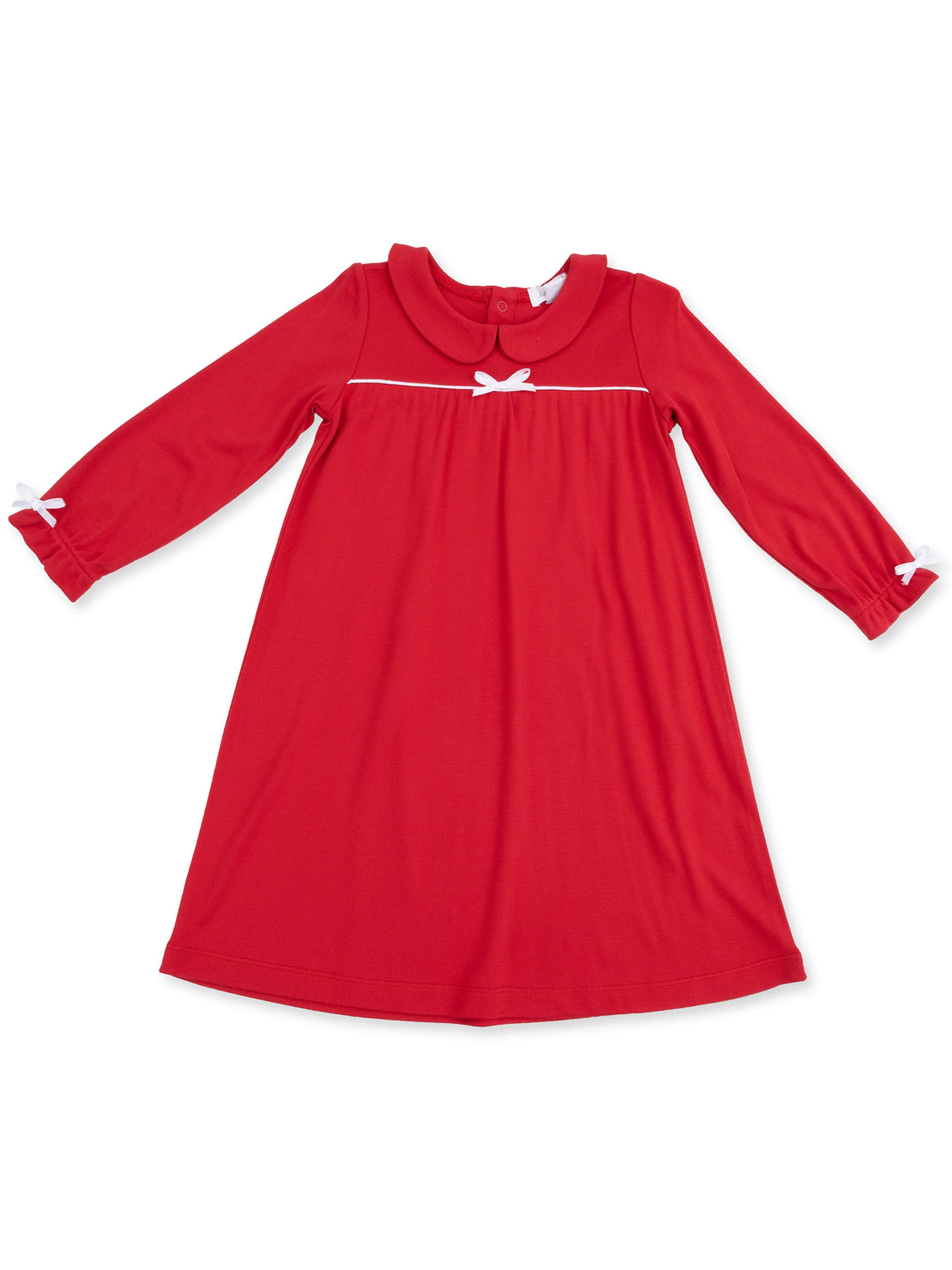 Knit Peter Pan Collar Gown, Ribbon Red