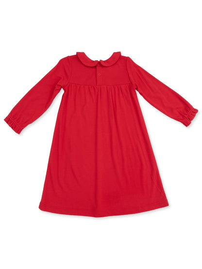 Knit Peter Pan Collar Gown, Ribbon Red