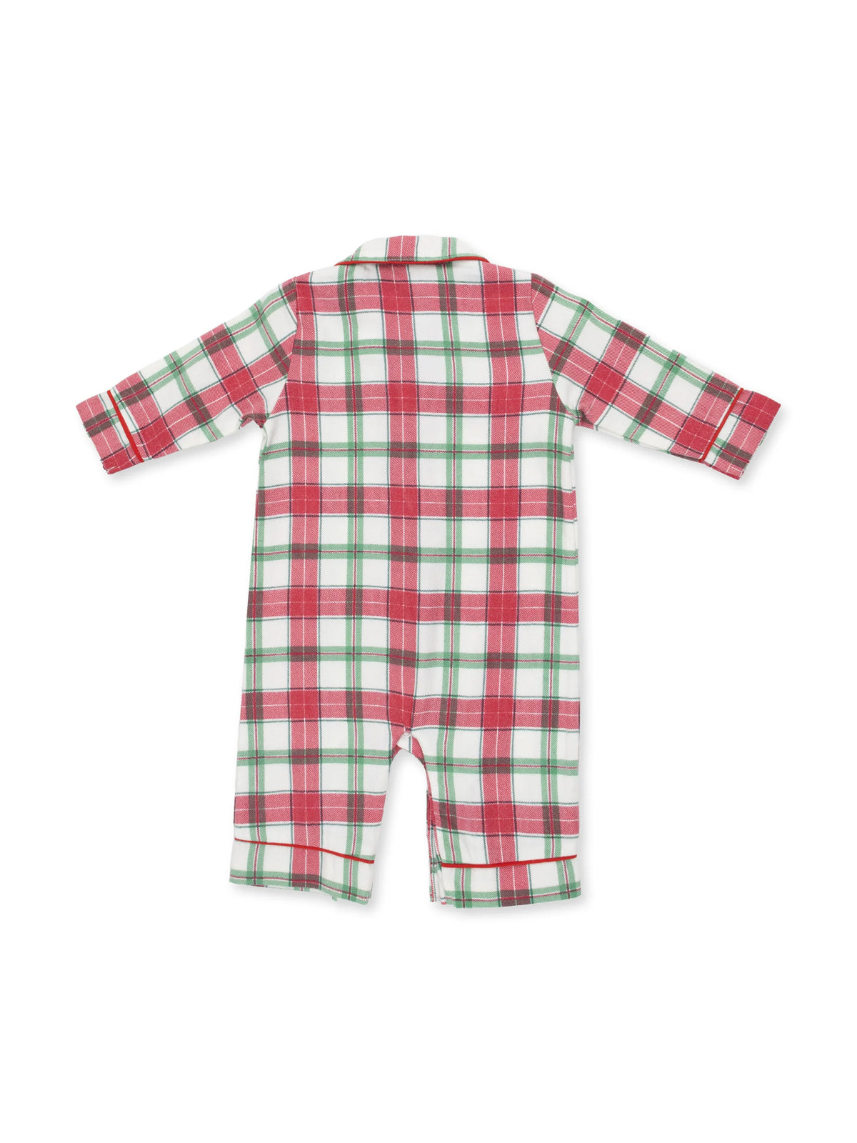 Brushed Twill Coat Style Romper, Holiday Plaid