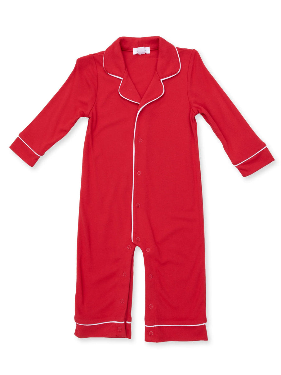 Knit Coat Style Romper, Ribbon Red