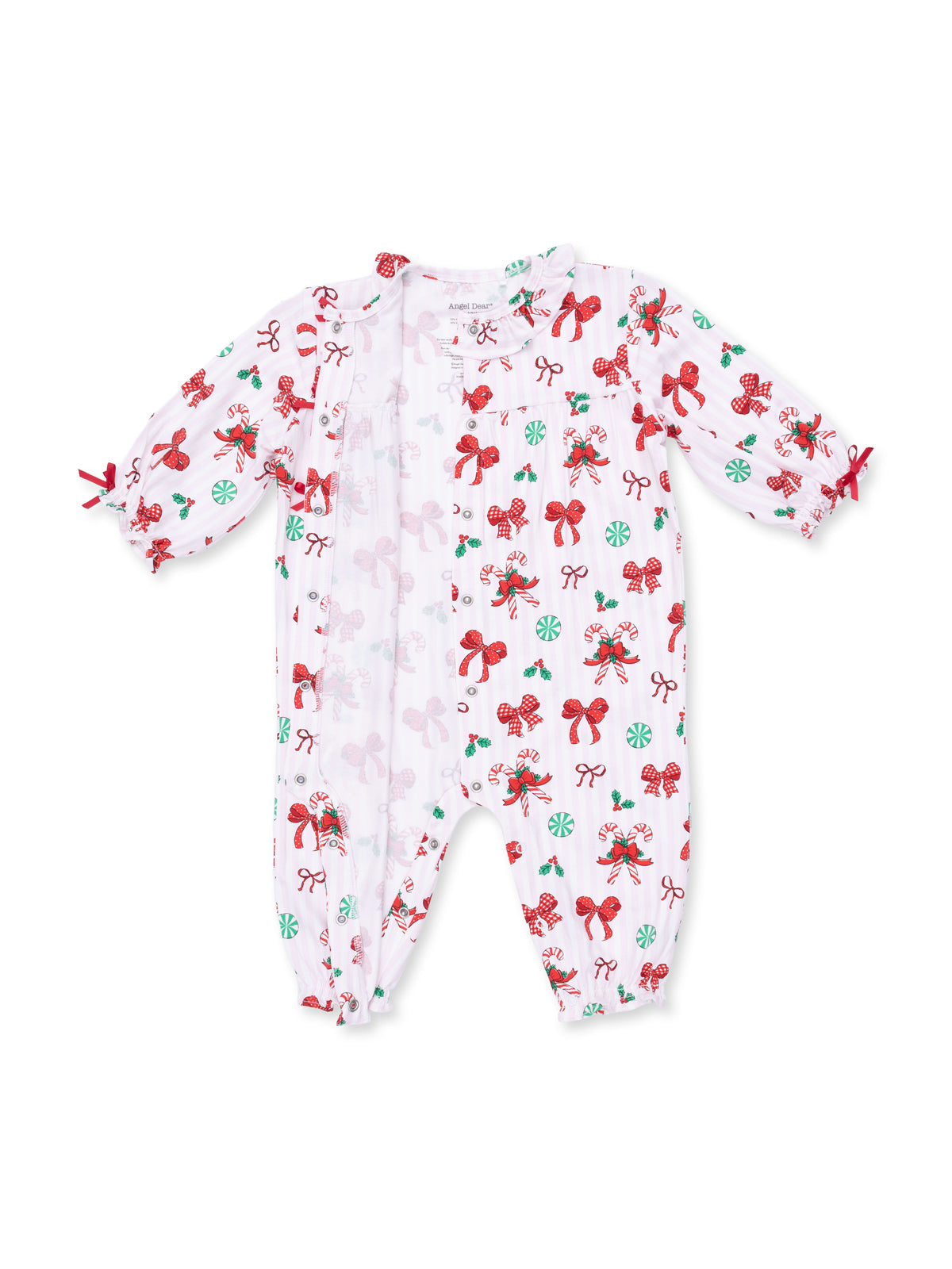 Ruffle Collar Romper, Bows & Candy Canes