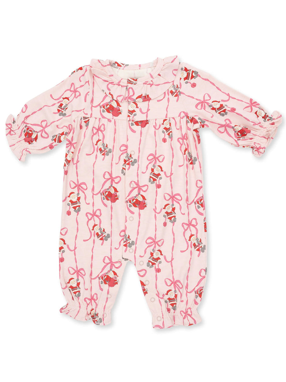 Knit Ruffle Collar Romper, Bows & Santa