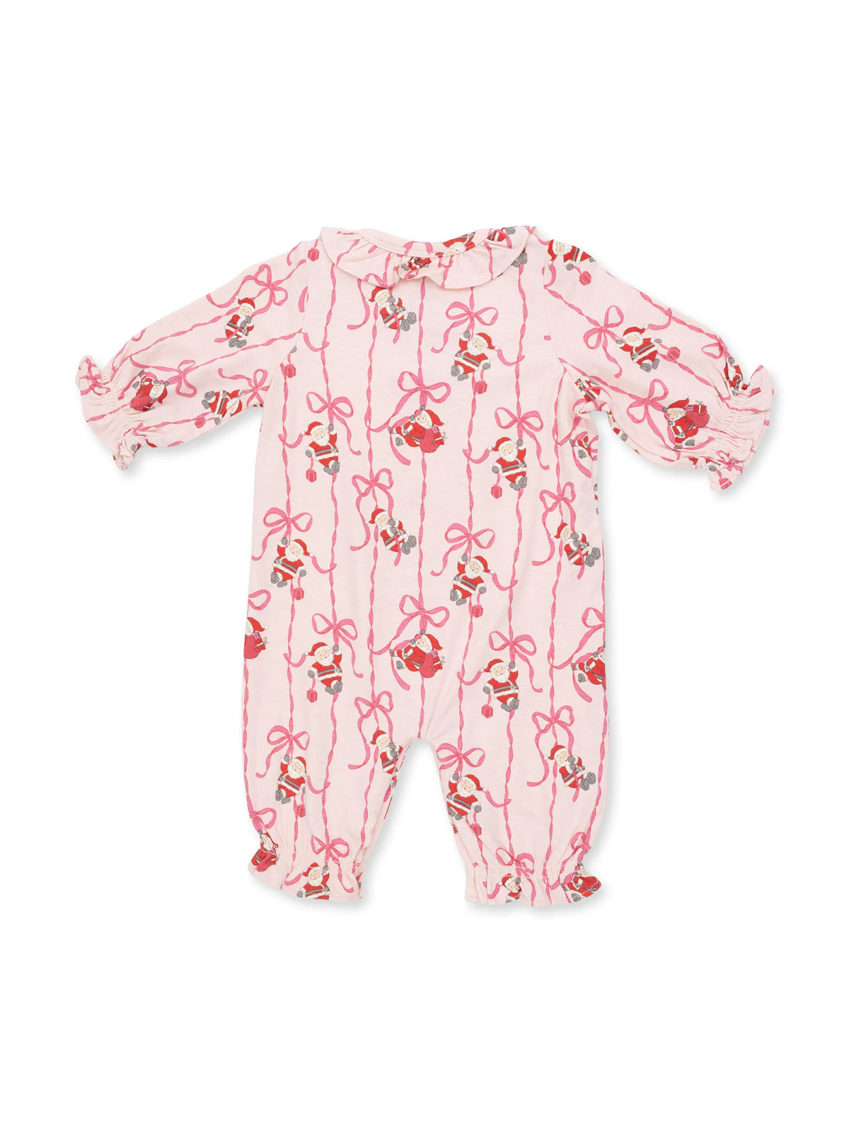 Knit Ruffle Collar Romper, Bows & Santa
