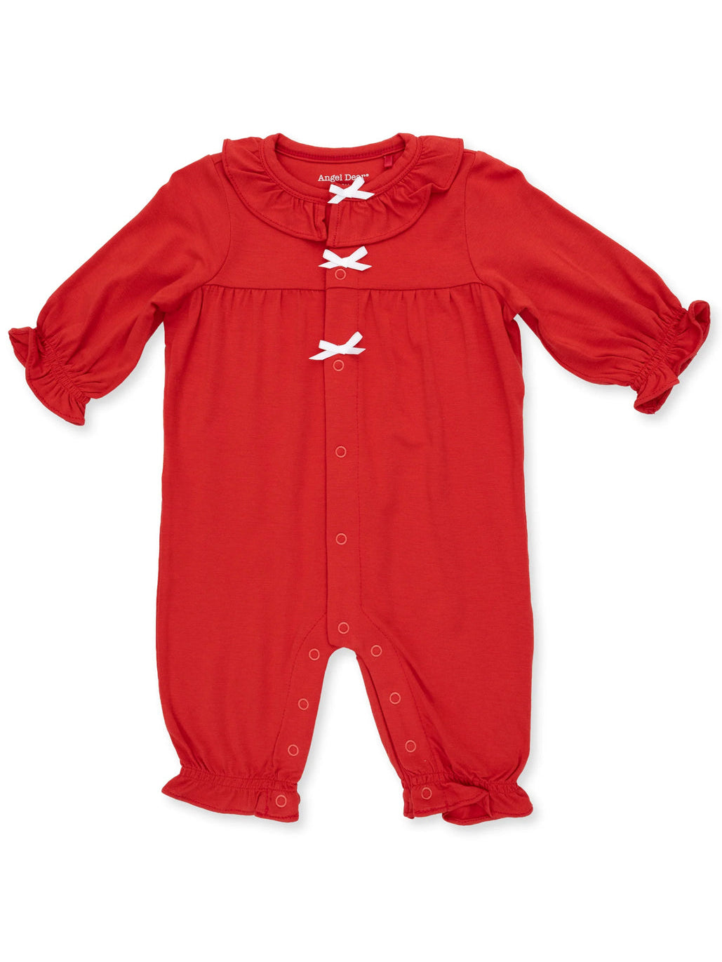 Knit Ruffle Collar Romper, Ribbon Red