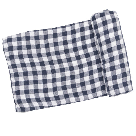 Muslin Swaddle, Gingham Navy
