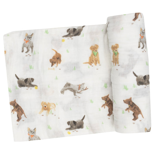 Muslin Swaddle, Watercolor Puppies