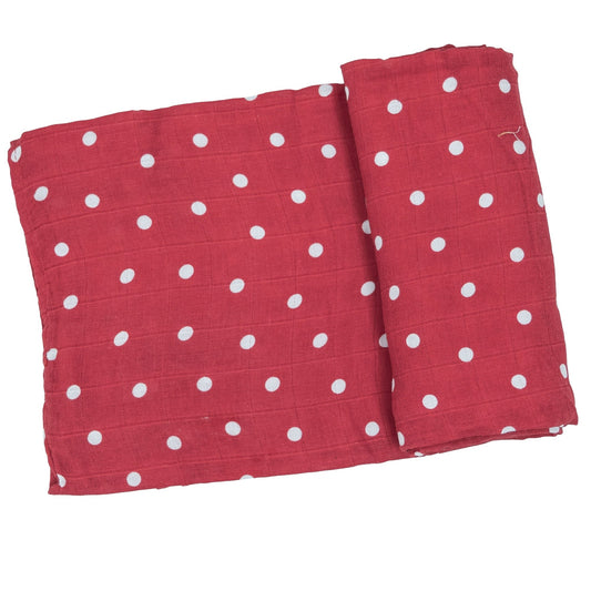 Muslin Swaddle, Red Polka Dot