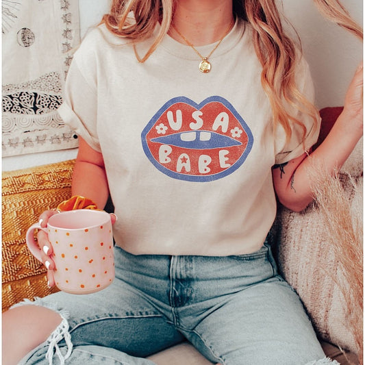 USA Babe Women's Graphic Tee, Vintage White
