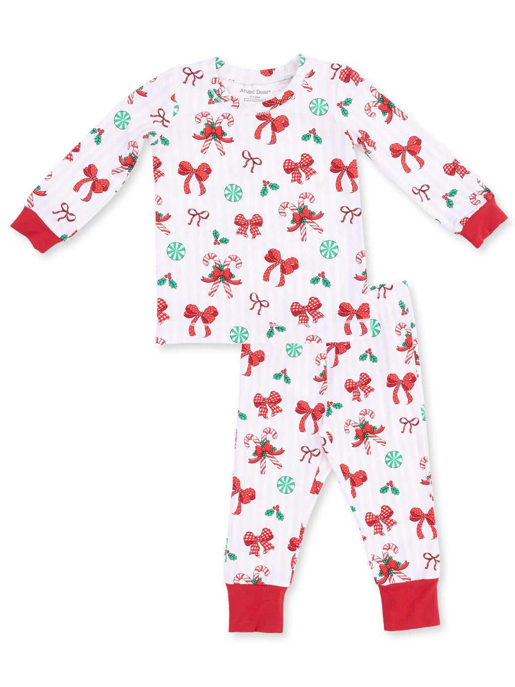 Long Sleeve Loungewear Set, Bows & Candy Canes