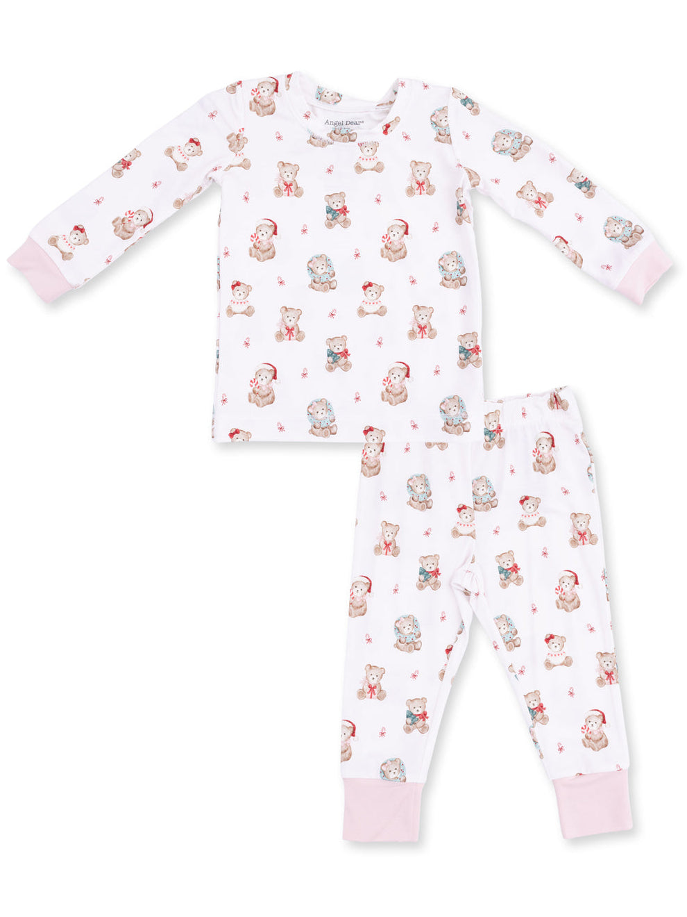 Long Sleeve Loungewear Set, Christmas Teddy Bears Pink