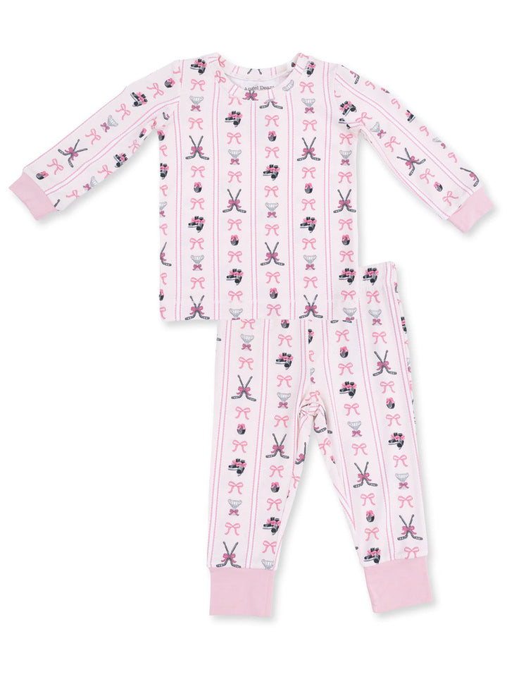 Long Sleeve Loungewear Set, Bowtiful Hockey Stripe