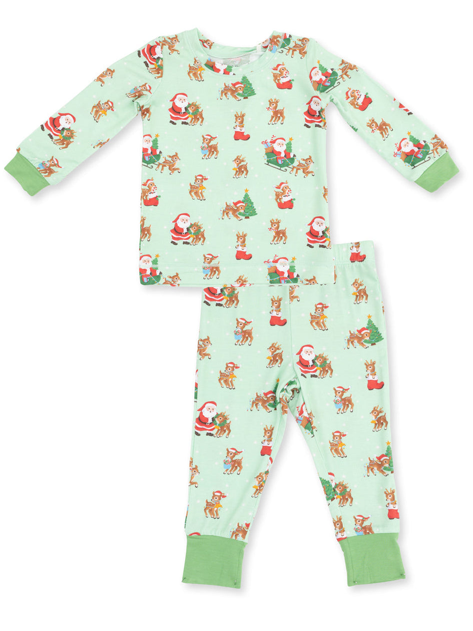 Long Sleeve Loungewear Set, Vintage Reindeer & Santa Uni