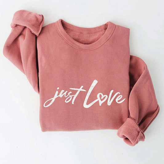 Just Love Women's Graphic Fleece Sweatshirt, Mauve