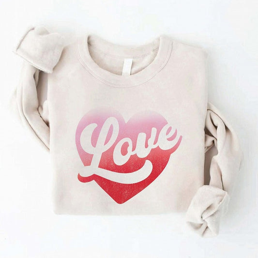 Love Heart Women's Graphic Fleece Sweatshirt, Heather Dust