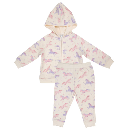 French Terry Hoodie & Jogger Set, Dreamy Unicorns