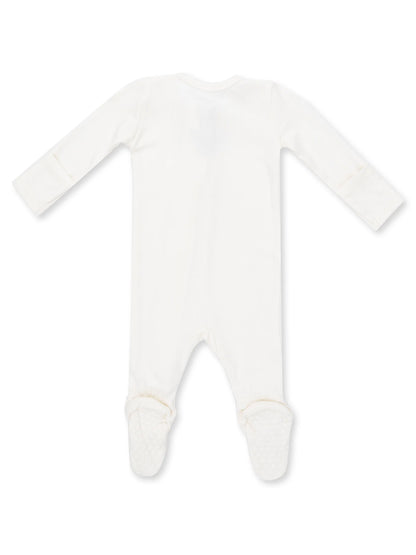 Ribbed 2-Way Zip Footie, Snow White