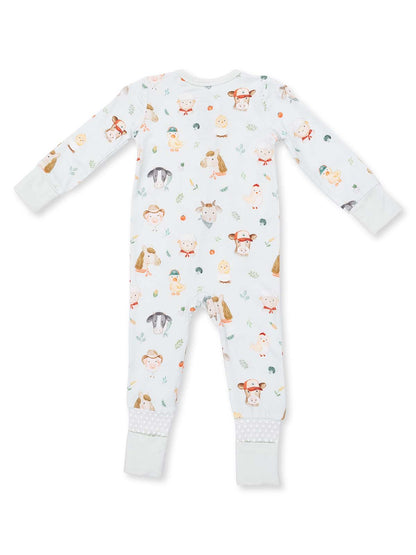2-Way Zip Romper, Baby Farm Faces