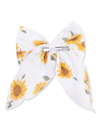 Large Bow Hair Clip, Baby Sunflower