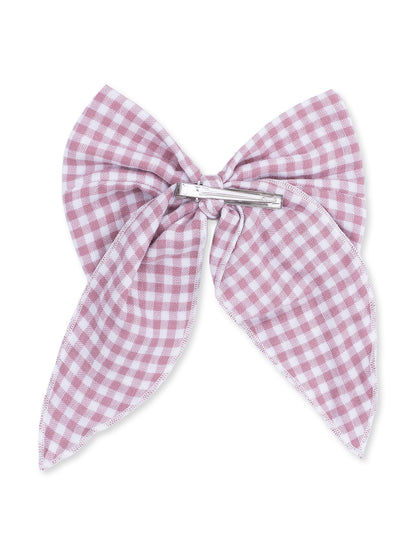 Large Bow Hair Clip, Berry Gingham