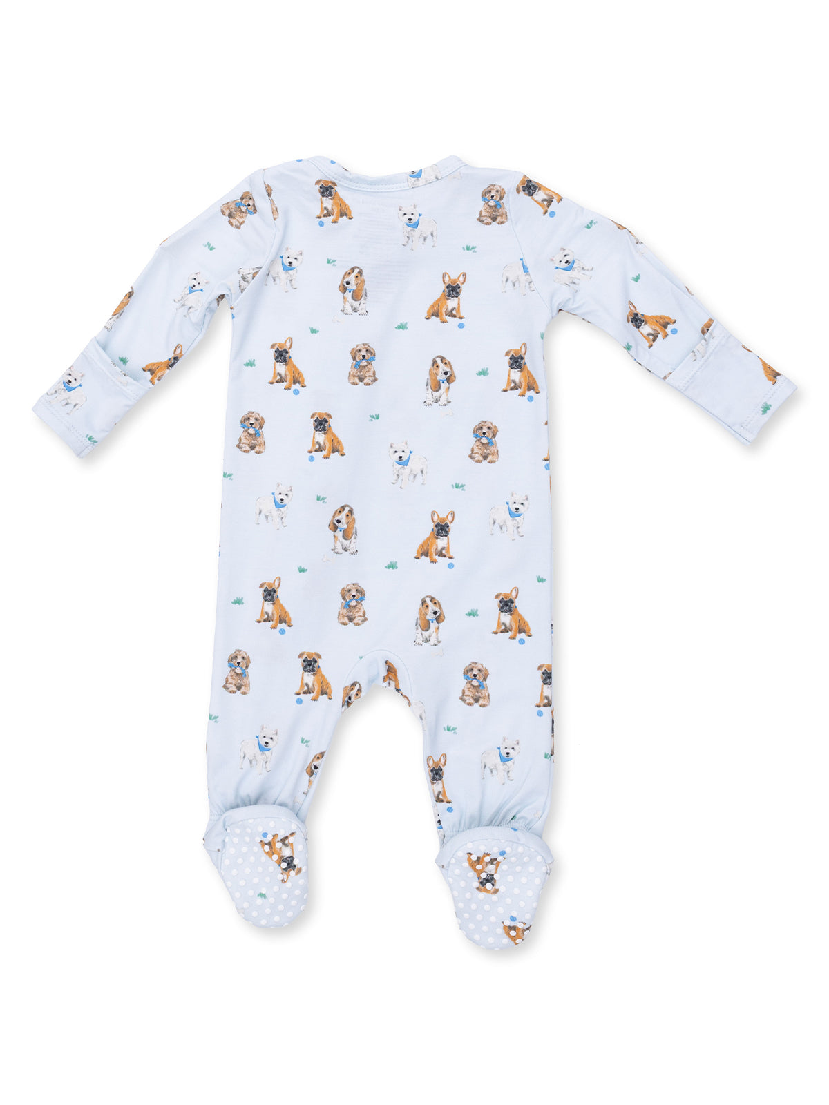 2-Way Zip Footie, Bestie Dogs Blue