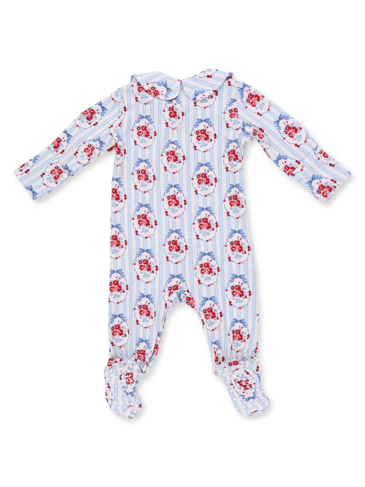 Smocked Peter Pan Snap Footie, Beverly Cameo Stripe