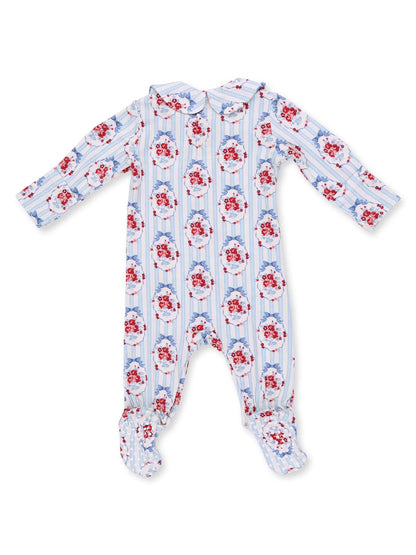 Smocked Peter Pan Snap Footie, Beverly Cameo Stripe