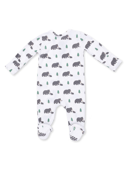 2-Way Zip Footie, Black Bears