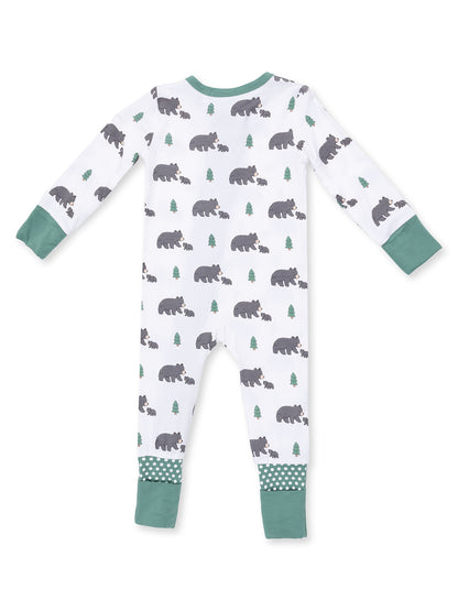 2-Way Zip Romper, Black Bears