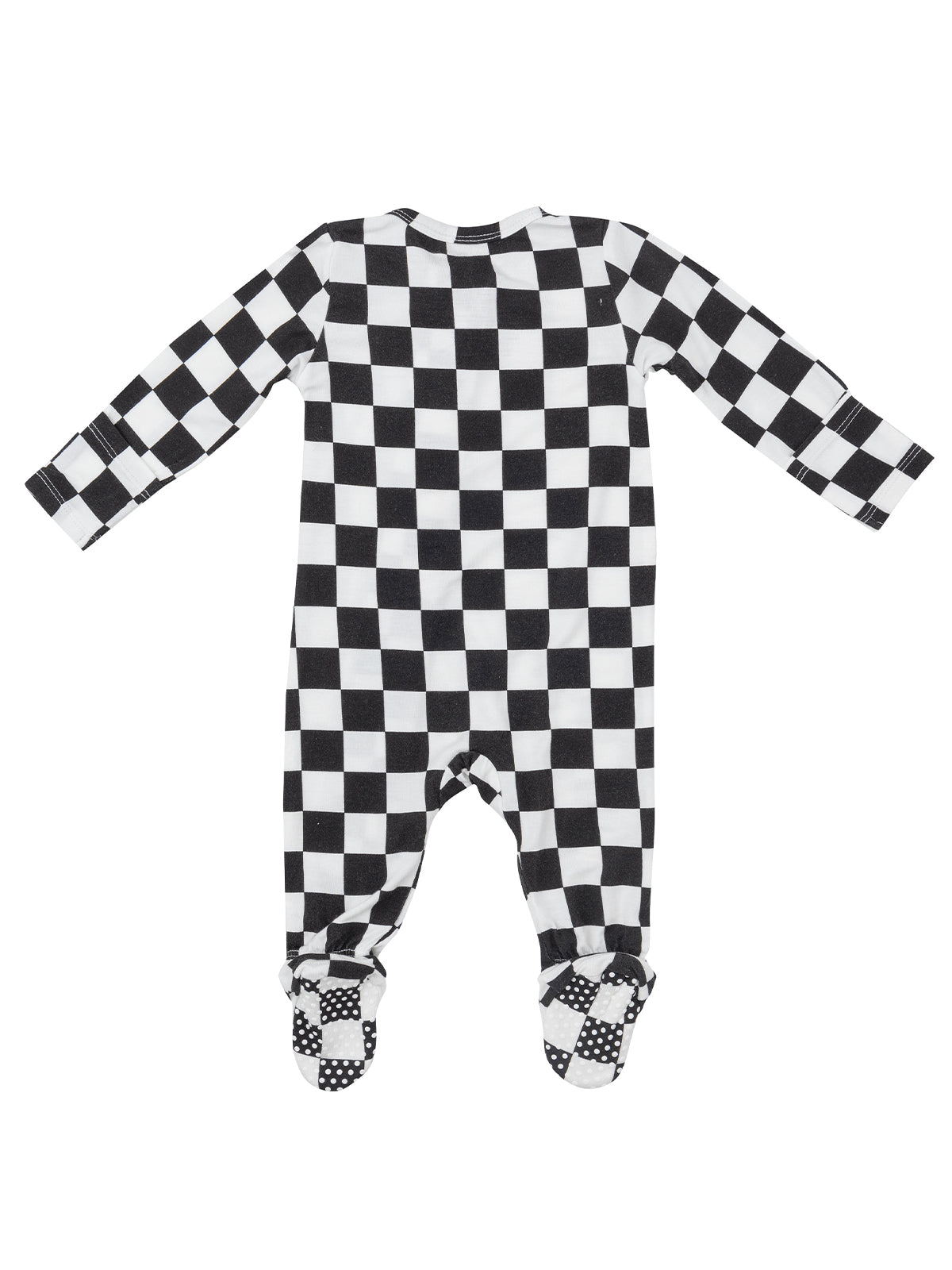 2-Way Zip Footie, Black Checkerboard