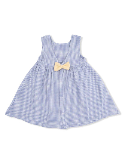 Dress with Bow & Bloomer, Micro Gingham Blue  SpearmintLOVE