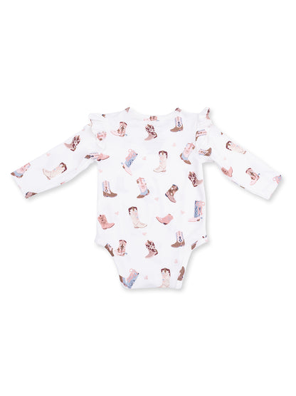 Ruffle Sleeve Bodysuit, Buckarette Boots