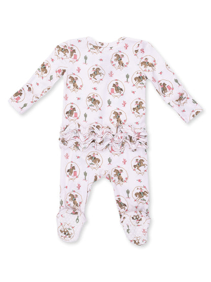 2-Way Zip Ruffle Footie, Cowgirl Cameos