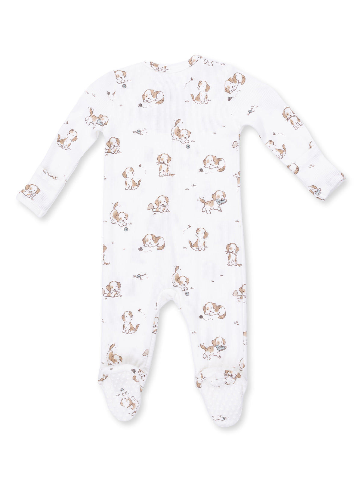 Ribbed 2-Way Zip Footie, Explorer Puppy Blue