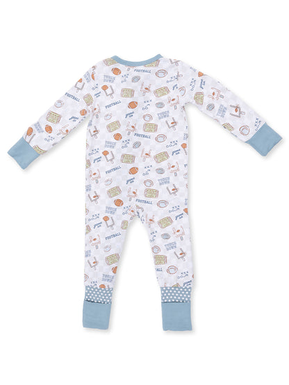 2-Way Zip Romper, Football Check