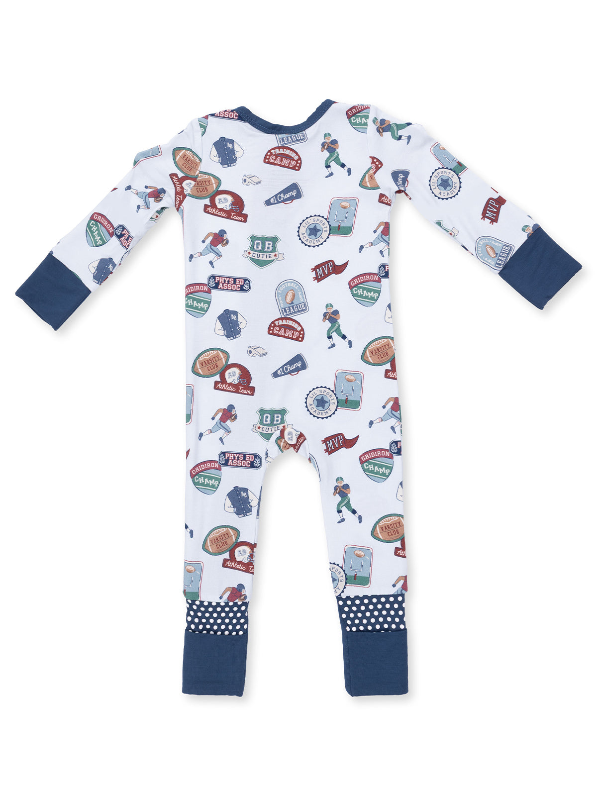 2-Way Zip Romper, Football Patches