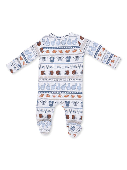 2-Way Zip Footie, Football Stripe