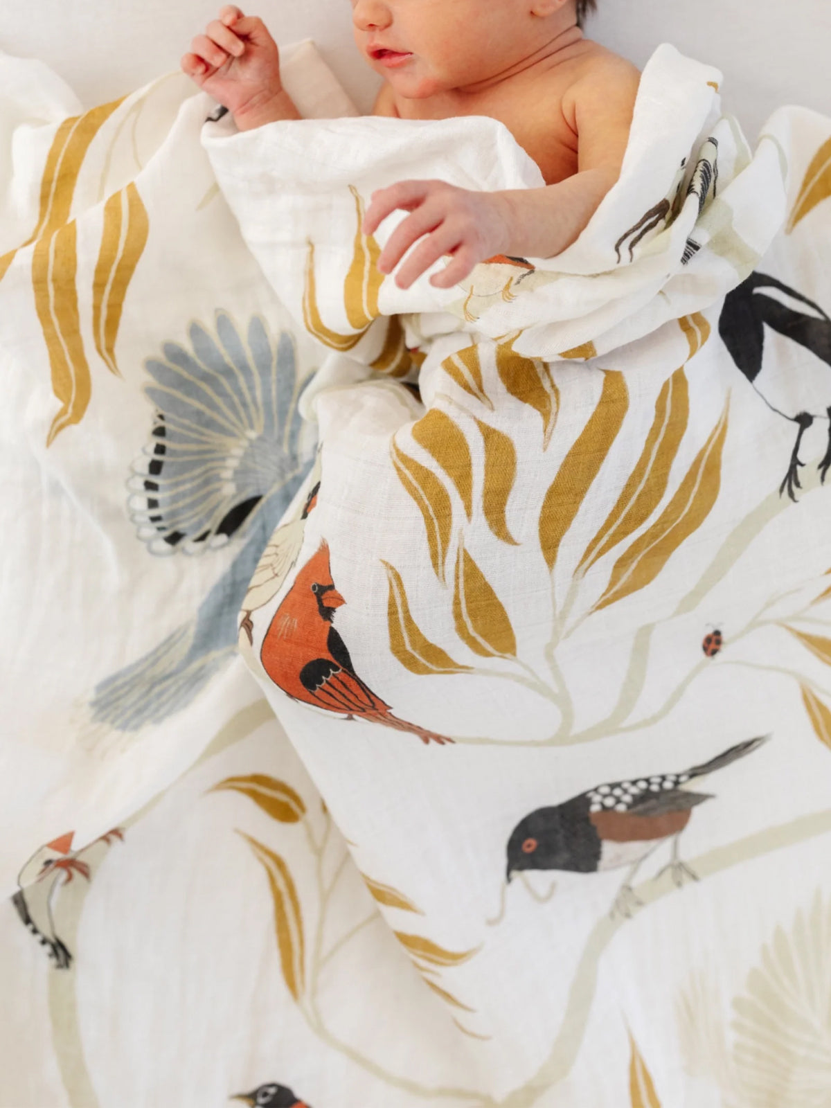 For the Birds Muslin Swaddle SpearmintLOVE